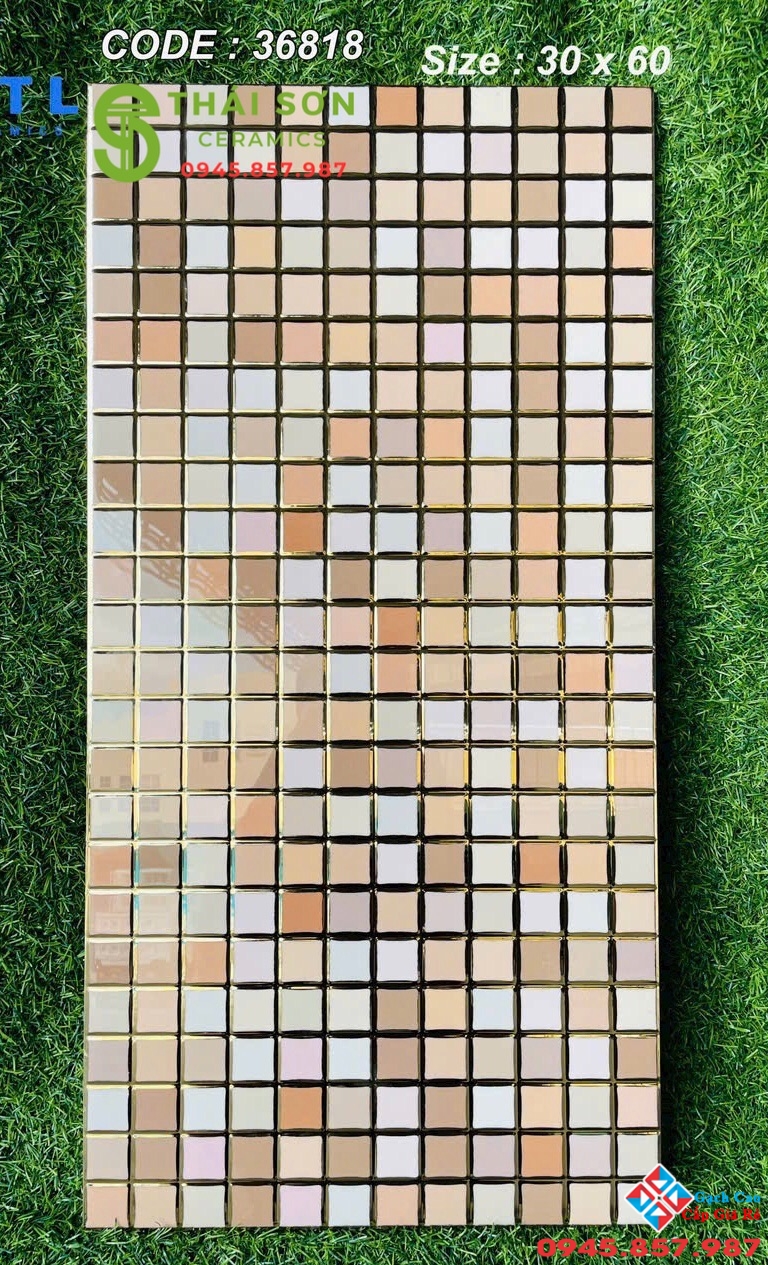 Gạch trang trí nhũ vàng 30x60 mosai men bóng trung quốc