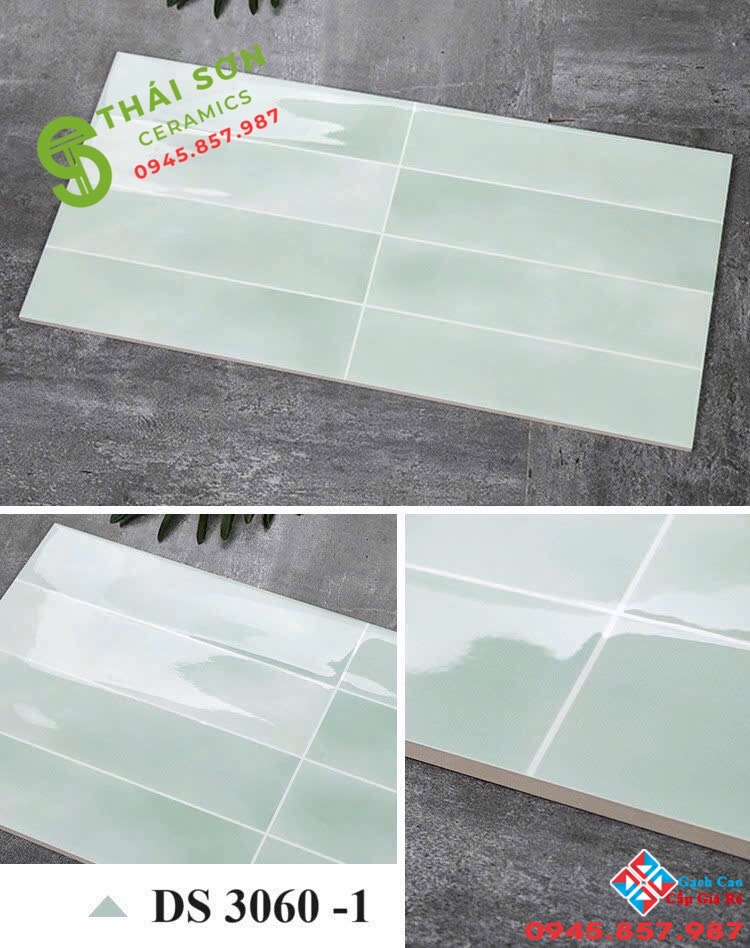 Gạch trang trí men bóng 30x60 màu xanh dạng thẻ nhập khẩu