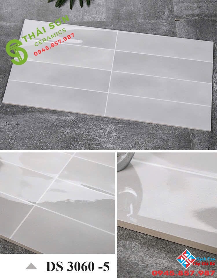 Gạch ốp tường màu ghi xám 30x60 men bóng trung quốc