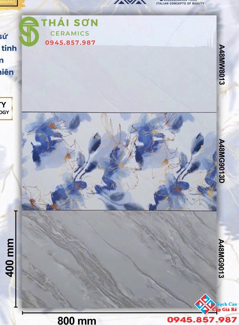 Gạch ốp tường trung cư 40x80 apodio siêu bóng