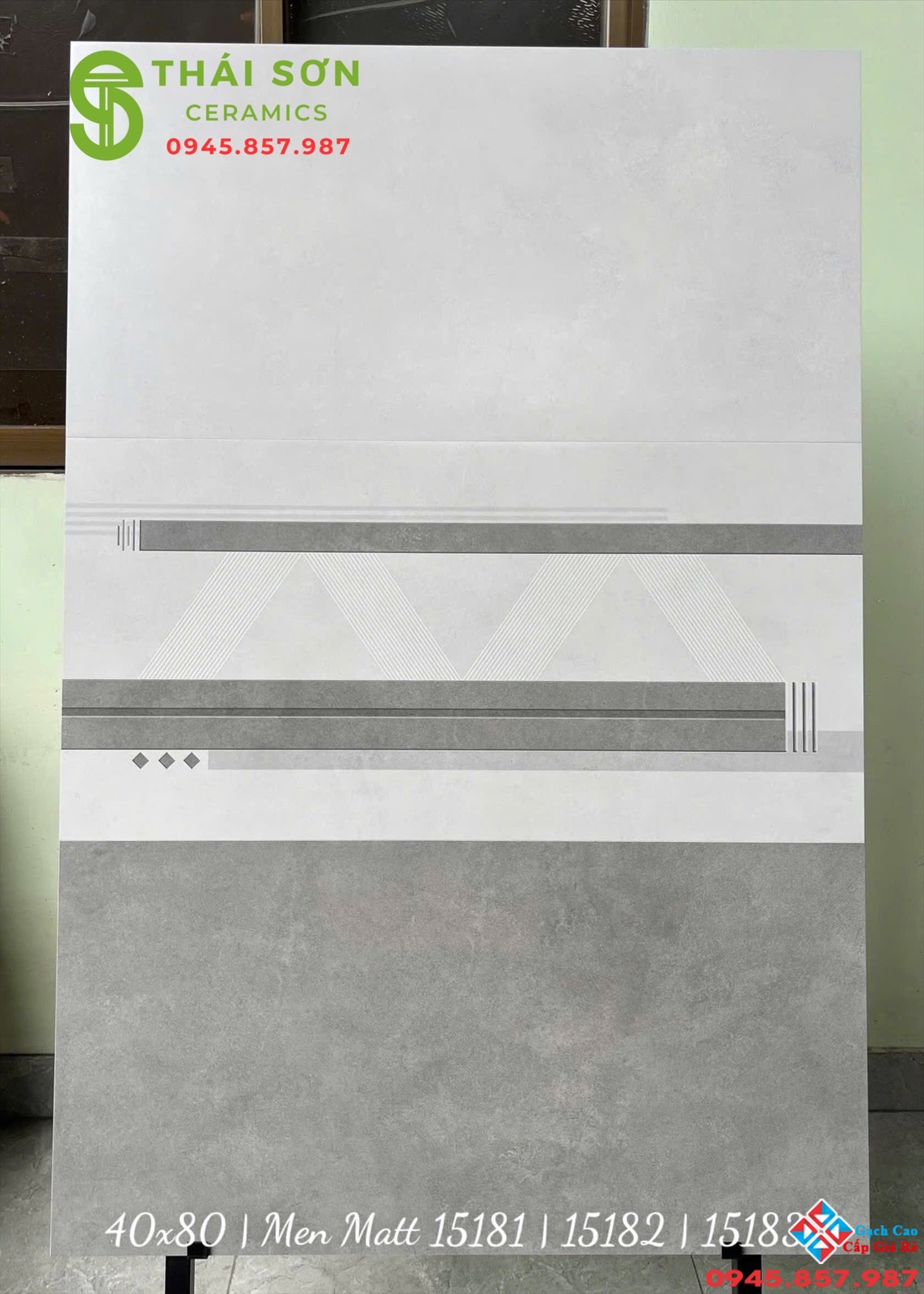 Gạch men mờ vitto 40x80 ốp tường màu xám vân xi măng