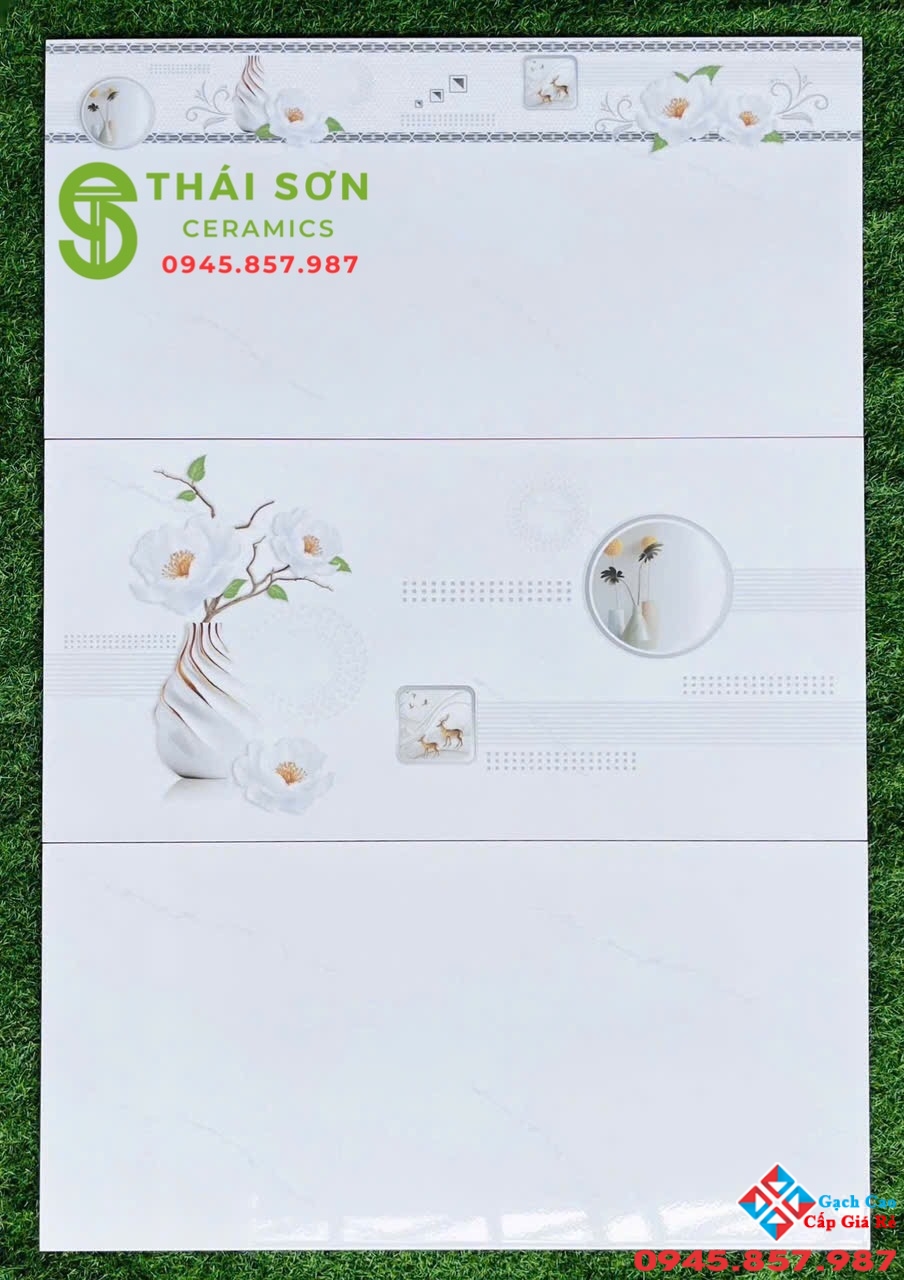 Gạch ốp tường 40x80 phương nam men bóng trắng vân