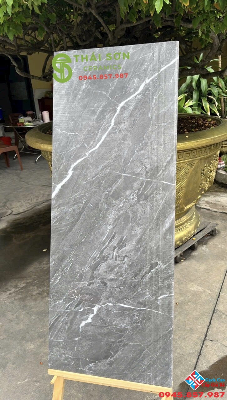 Gạch ốp bậc cầu thang trung quốc 47x120 màu xám vân trắng