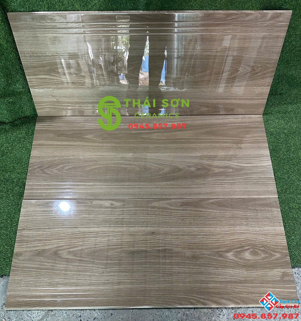 Gạch lát cầu thang giả gỗ 47x120 bóng kiếng trung quốc