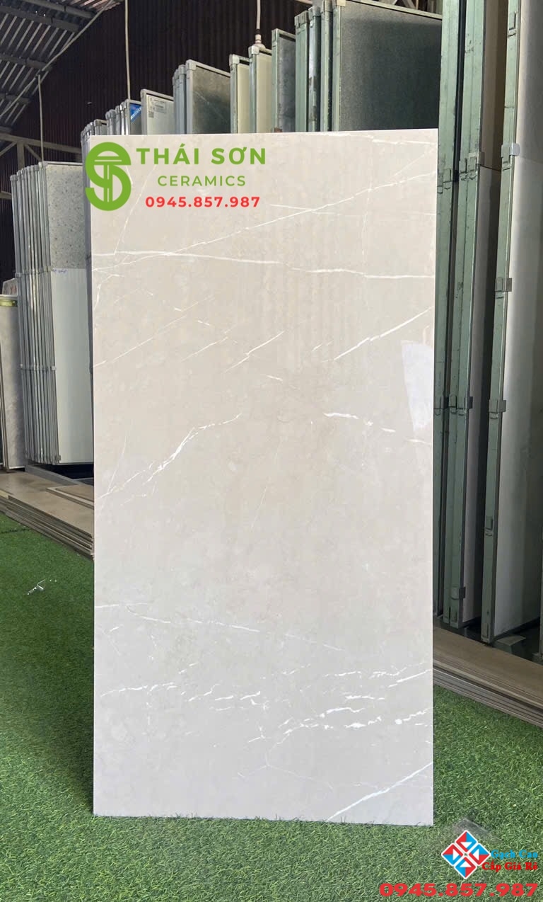 Gạch ốp lát 60x120 bóng kiếng ấn độ màu xám nâu vệt trắng