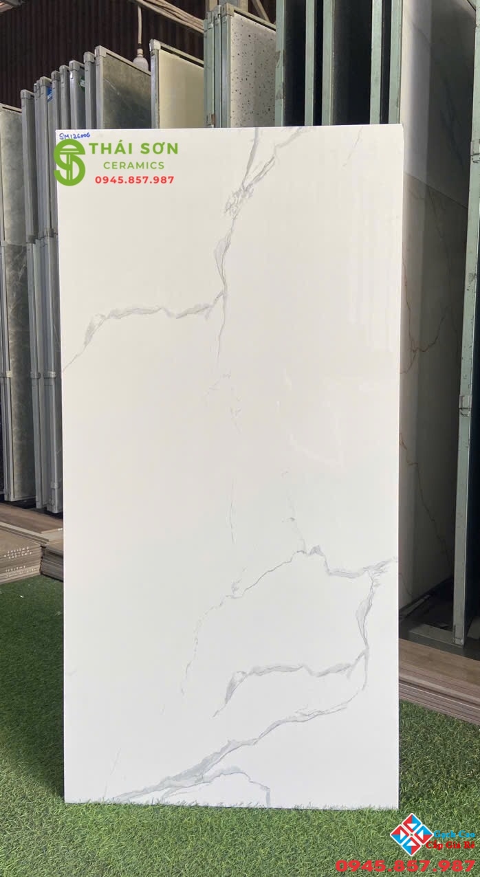 Gạch lát nền 60x120 bóng kiếng ấn độ trắng vân giá rẻ