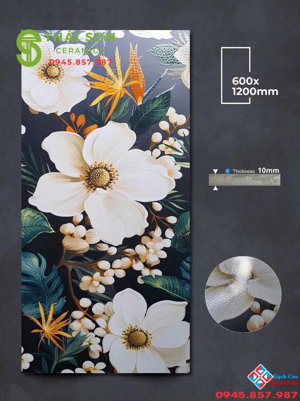 Gạch ốp lát  60x120 apodio hiệu ứng rải hạt họa tiết hoa đẹp