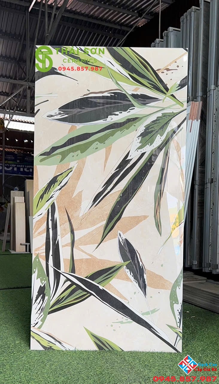 Gạch apodio siêu bóng 60x120 ốp trang trí họa tiết tán lá