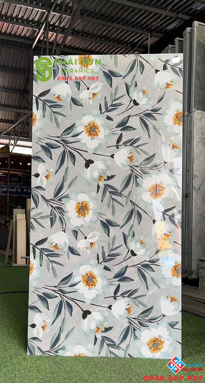 Gạch apodio siêu bóng 60x120 ốp trang trí họa tiết hoa đơn cách điệu