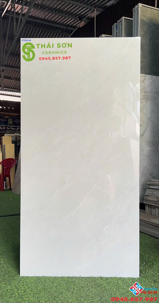 Gạch lát nền cmc 60x120 bóng kiếng màu xám nhẹ