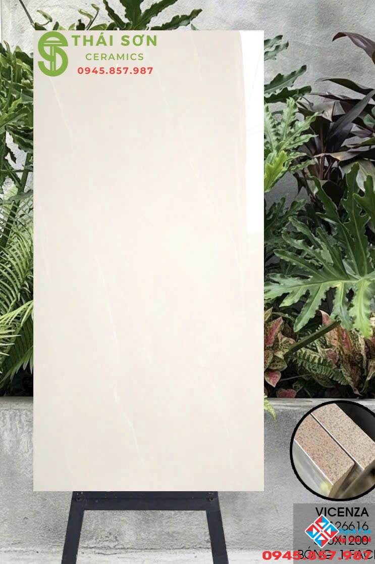 Gạch vicenza 60x120 bóng kiếng lát nền màu vàng kem