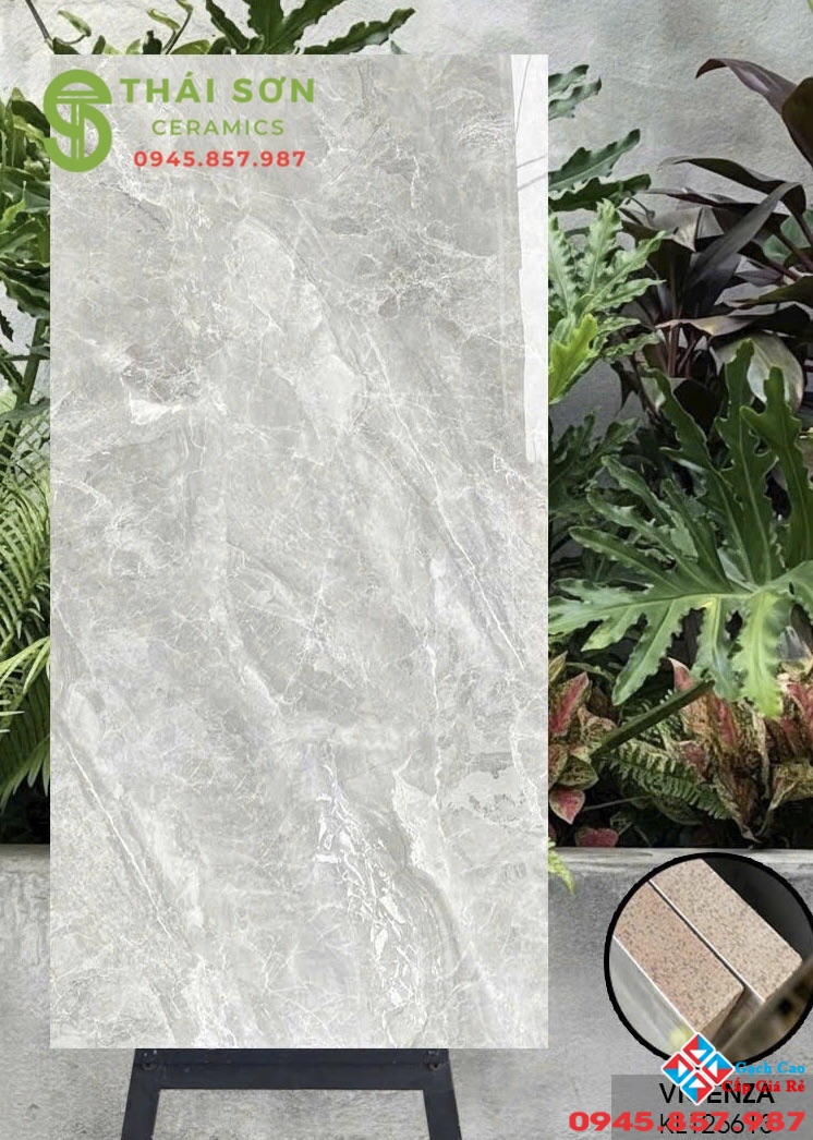 Gạch vicenza 60x120 bóng kiếng xám vân đá full body