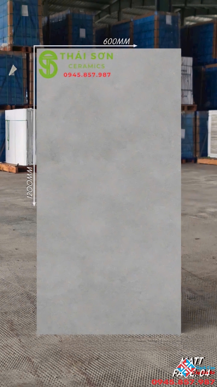 Gạch 60x120 màu xám xi măng matt mờ ấn độ