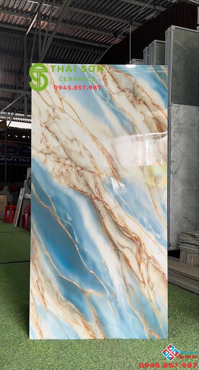 Gạch 60x120 siêu bóng lát nền ấn độ màu xanh vân đá