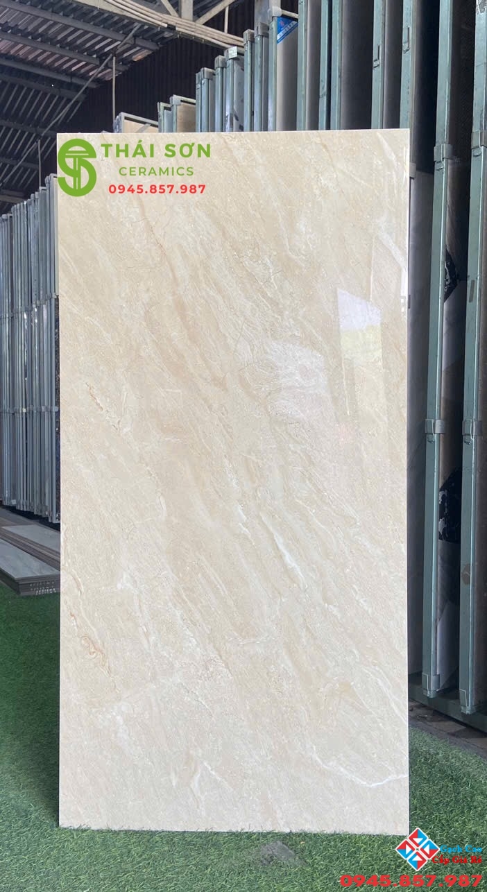 Gạch 60x120 bóng kiếng tasa vân kem vàng giá rẻ