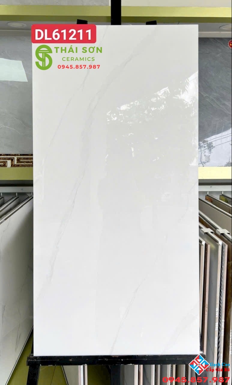 Gạch trung quốc 60x120 lát nền vân trắng mây bóng kiếng