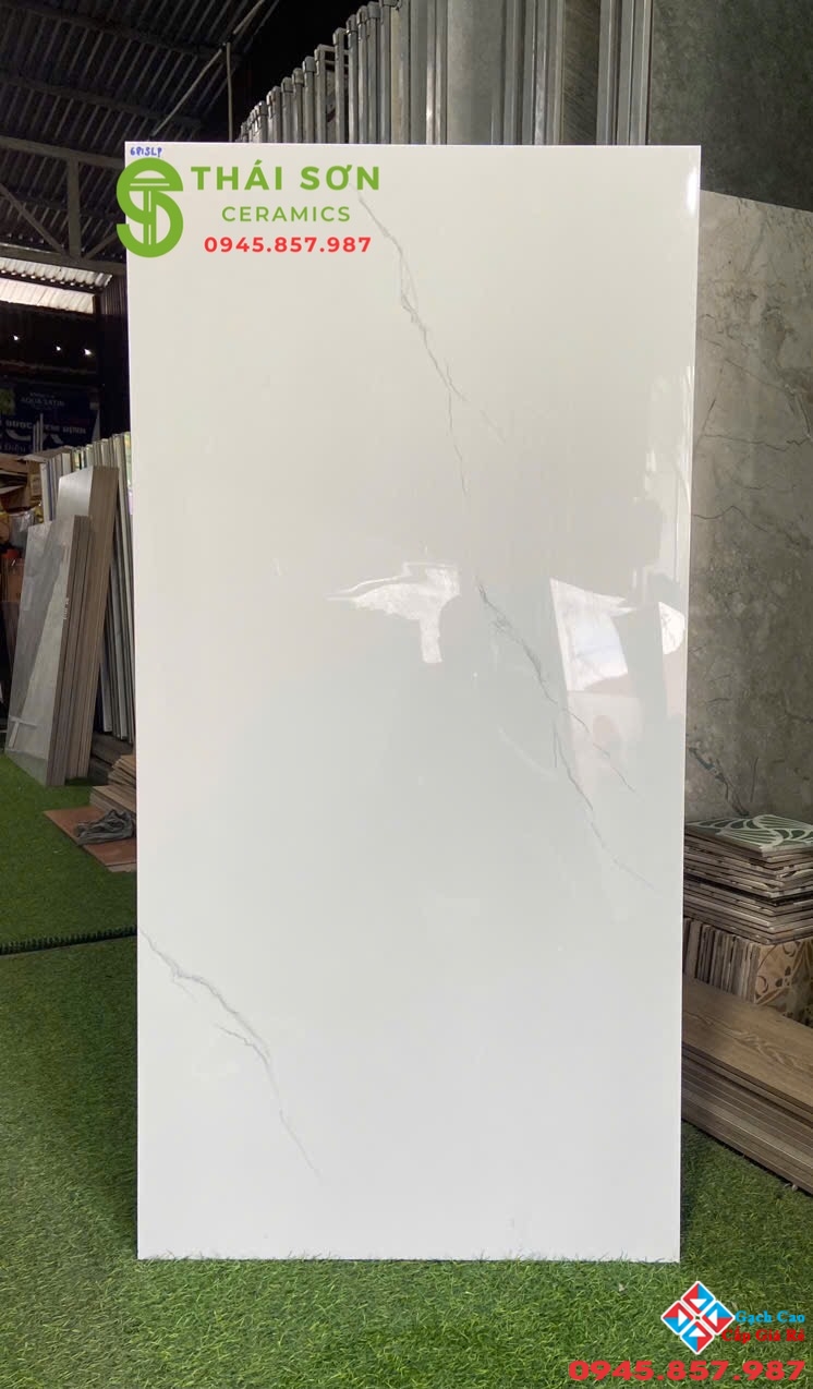Gạch vicenza 60x120 bóng kiếng màu trắng vân mây nhẹ