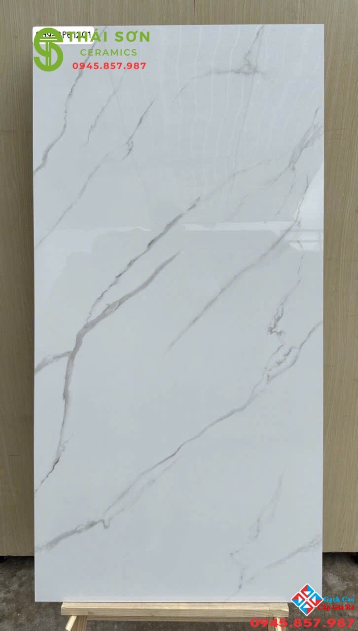 Gạch viglacera 60x120 bóng kiếng lát nền trắng vân mây
