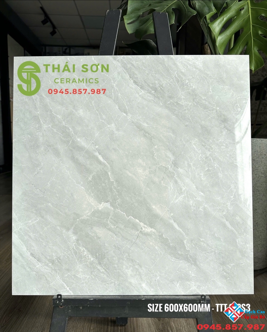 Gạch cmc màu xám trắng 60x60 bóng kiếng