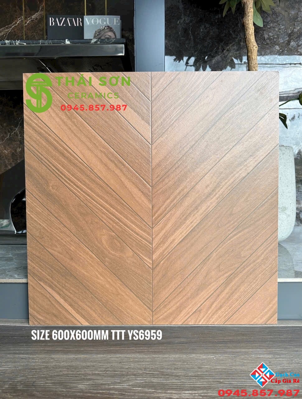 Gạch vân gỗ xương cá 60x60 matt mờ trung quốc