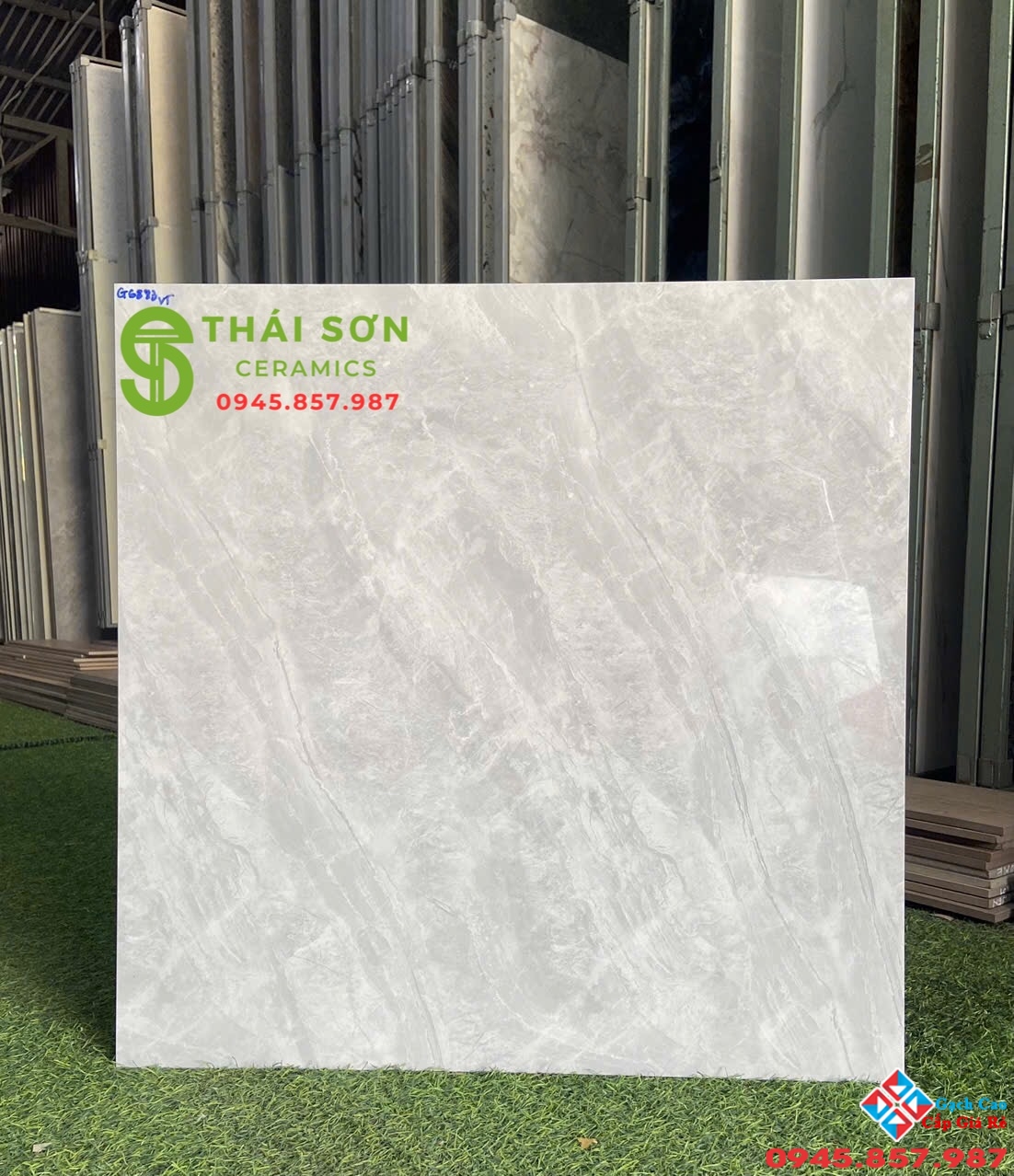 Gạch vitto hoàn mỹ 60x60 bóng kiếng lát nền xám vân đá