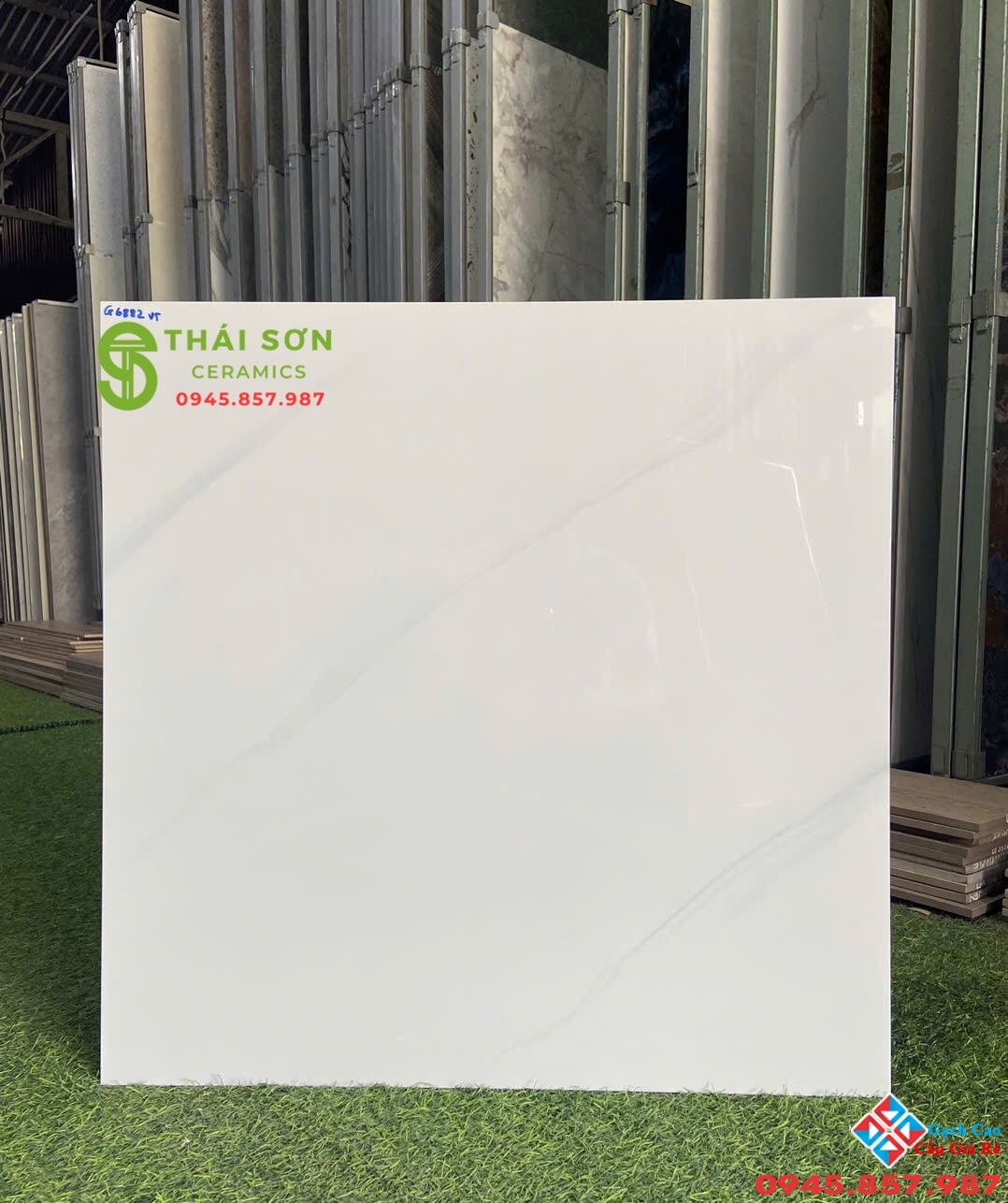 Gạch vitto hoàn mỹ 60x60 lát nền bóng kiếng trắng vân đá 