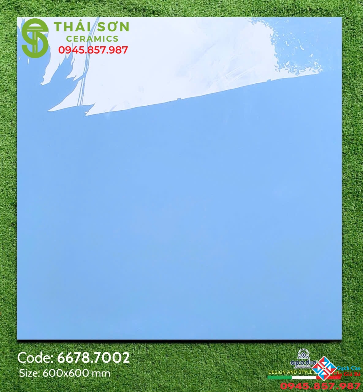 Gạch ốp lát bóng kiếng 60x60 màu xanh đơn sắc