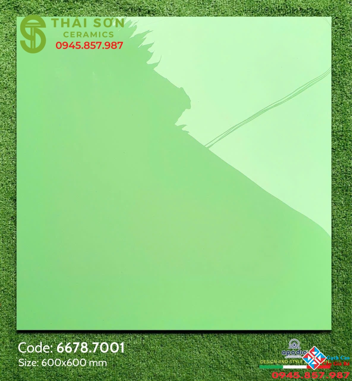 Gạch đơn sắc 60x60 bóng kiếng xanh lá cao cấp