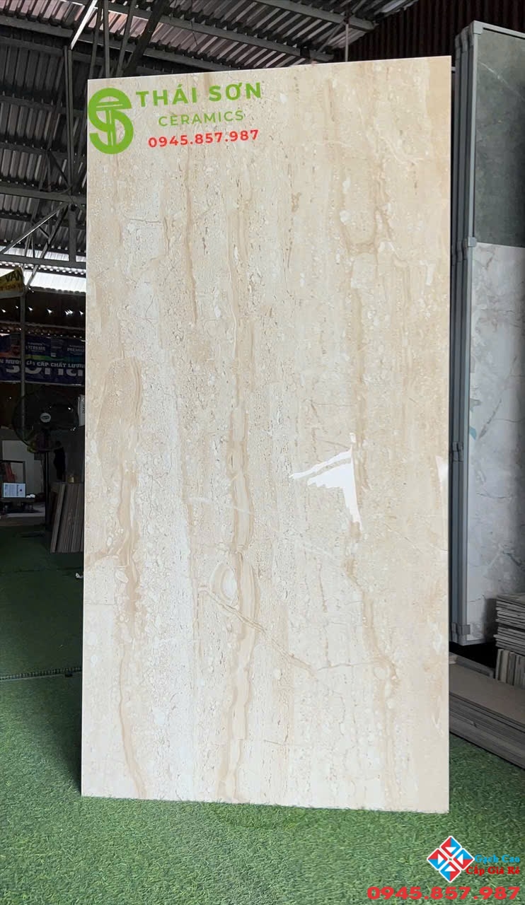Gạch 80x160 ấn độ màu kem vàng bóng kiếng vân gỗ