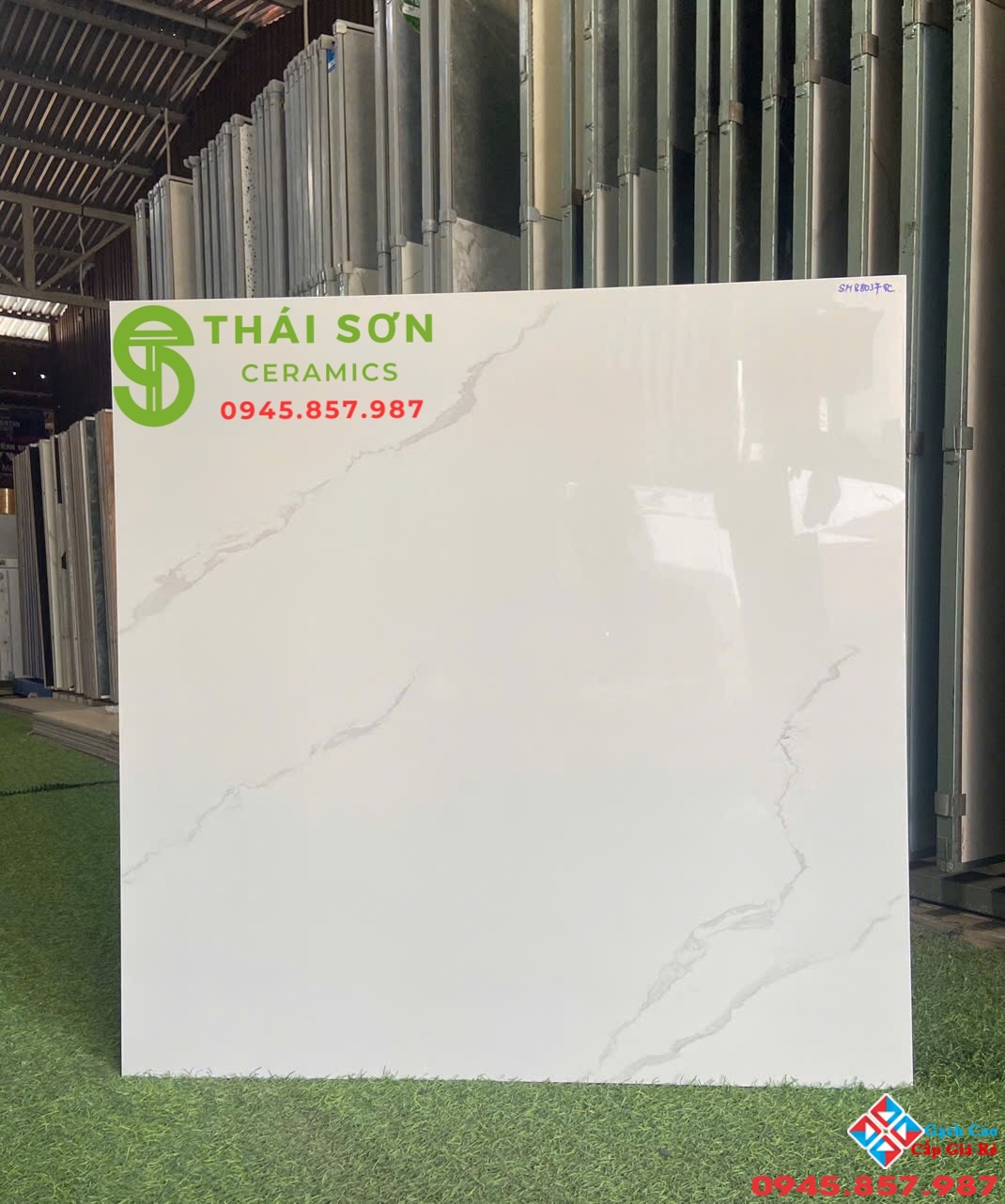 Gạch TTC 80x80 bóng kiếng lát nền trắng vân mây