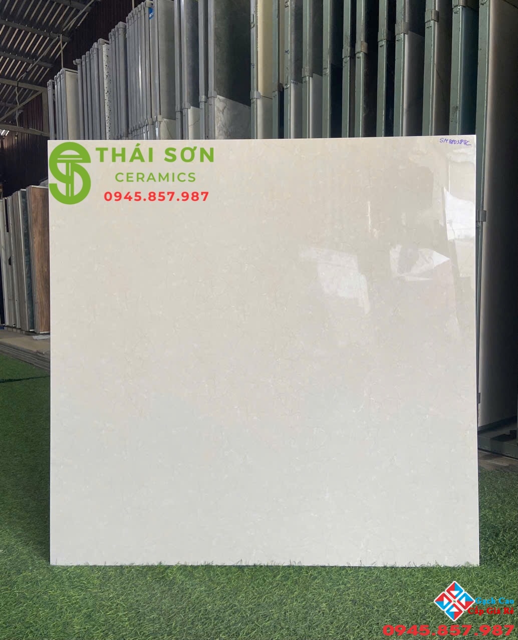 Gạch TTC 80x80 bóng kiếng lát nền màu kem vàng giá rẻ