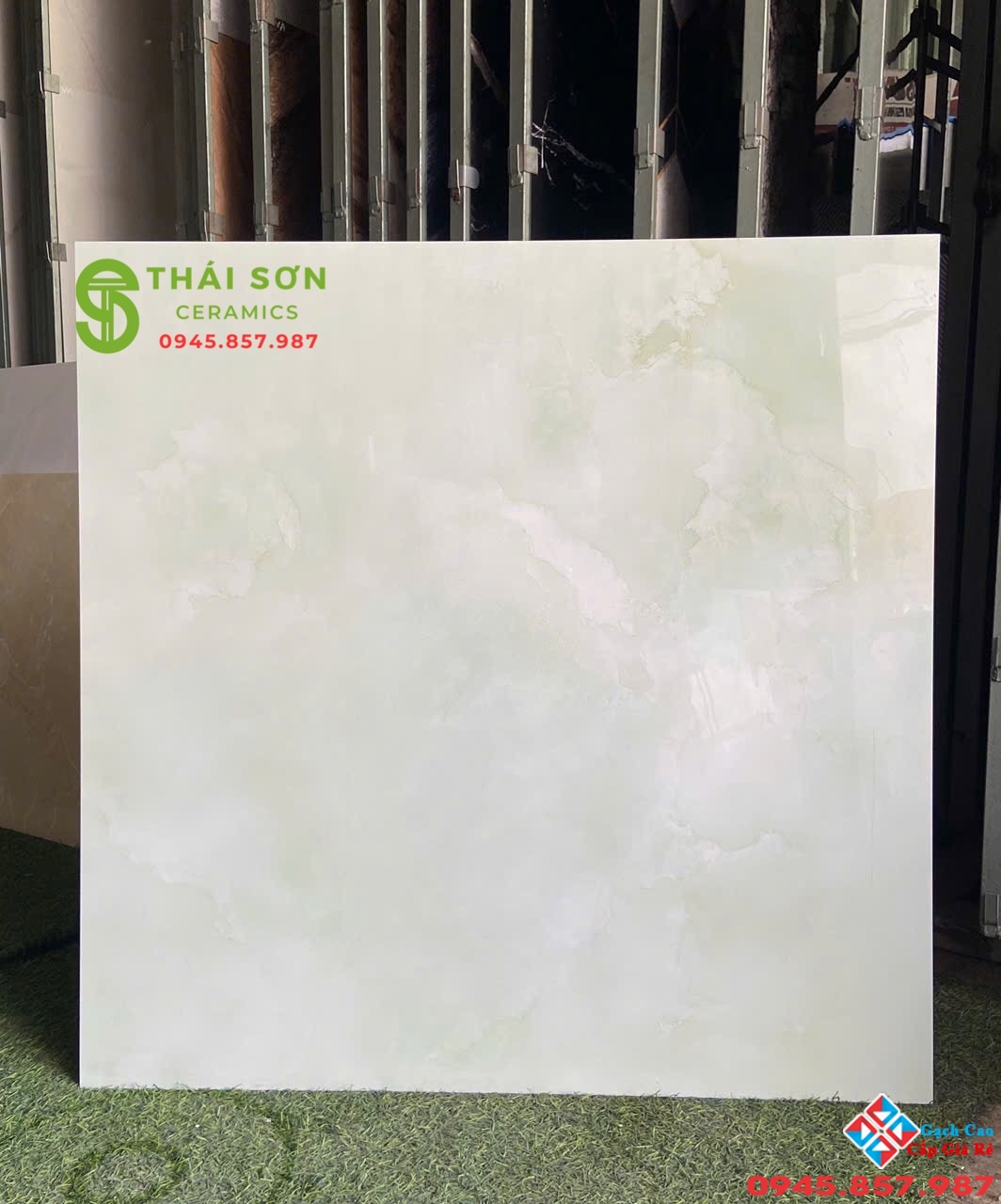 Gạch bóng kiếng fushita 80x80 lát nền màu xanh nhẹ