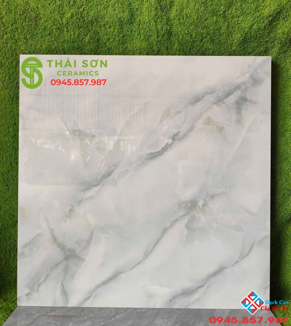 Gạch hà thanh 80x80 bóng kiếng lát nền vân đá xanh