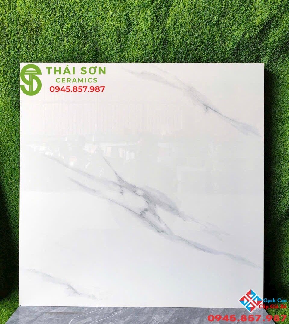 Gạch hà thanh 80x80 lát nền màu trắng vân mây bóng kiếng