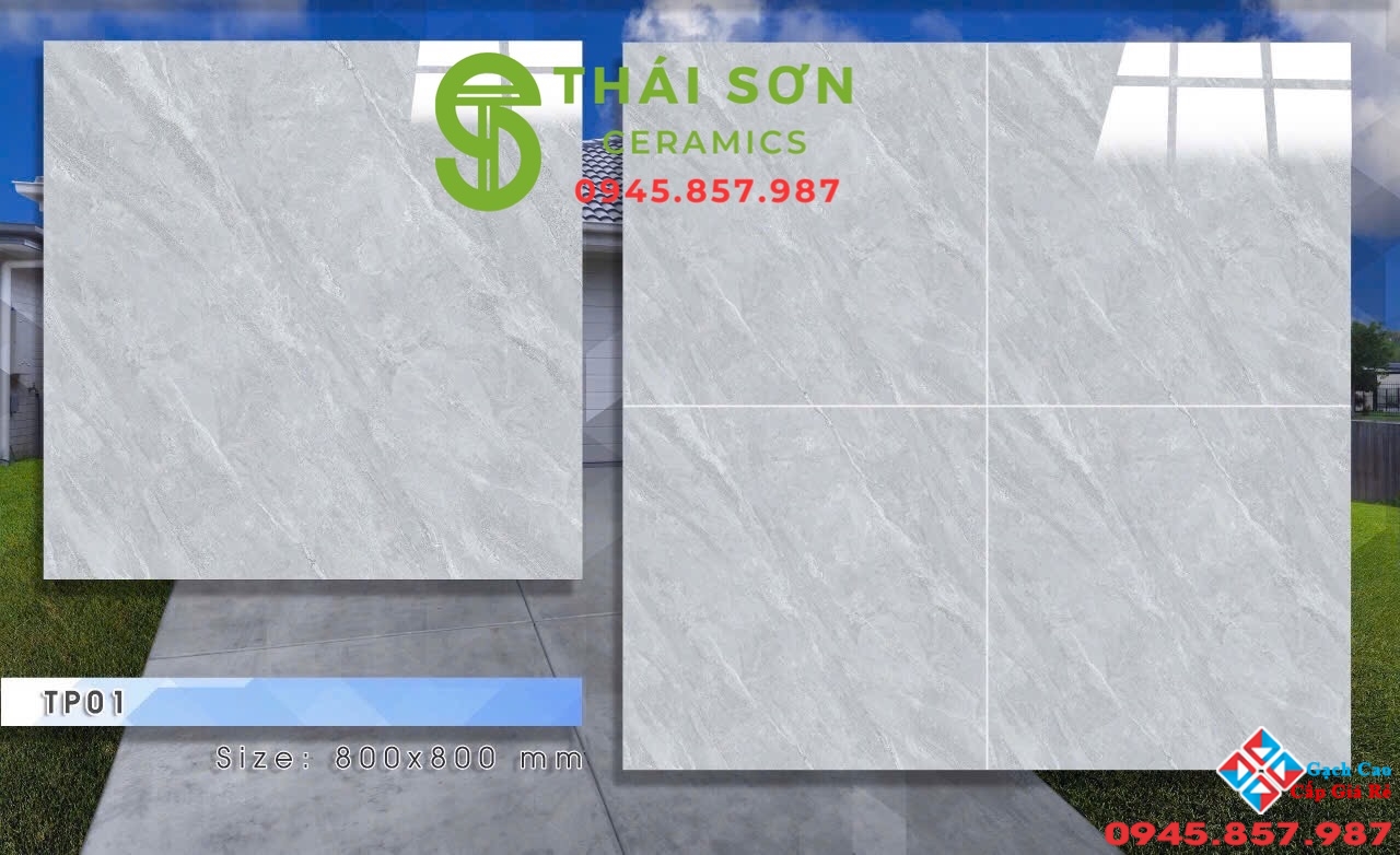 Gạch lát nền 80x80 hùng anh bóng kiếng vân xám