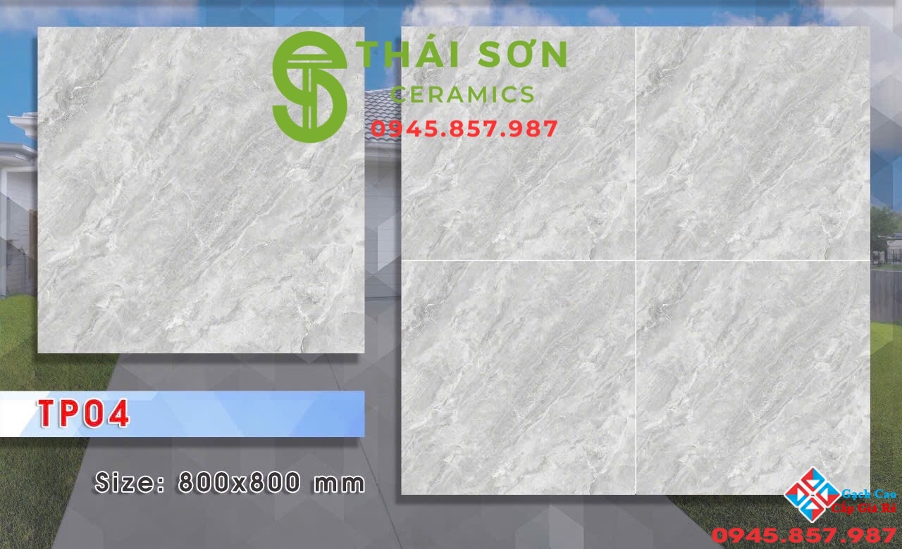 Gạch lát nền 80x80 hùng anh bóng kiếng xám vân đá giá tốt