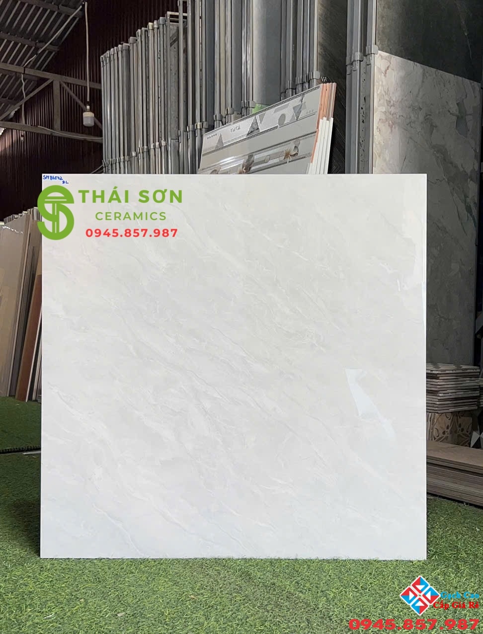 Gạch kamado 80x80 lát nền màu xám trắng