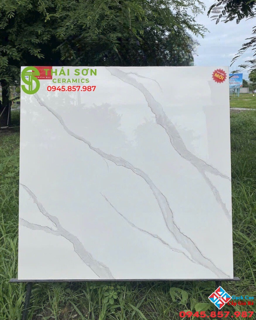 Gạch khắc kim trắng vân bóng kiếng 80x80