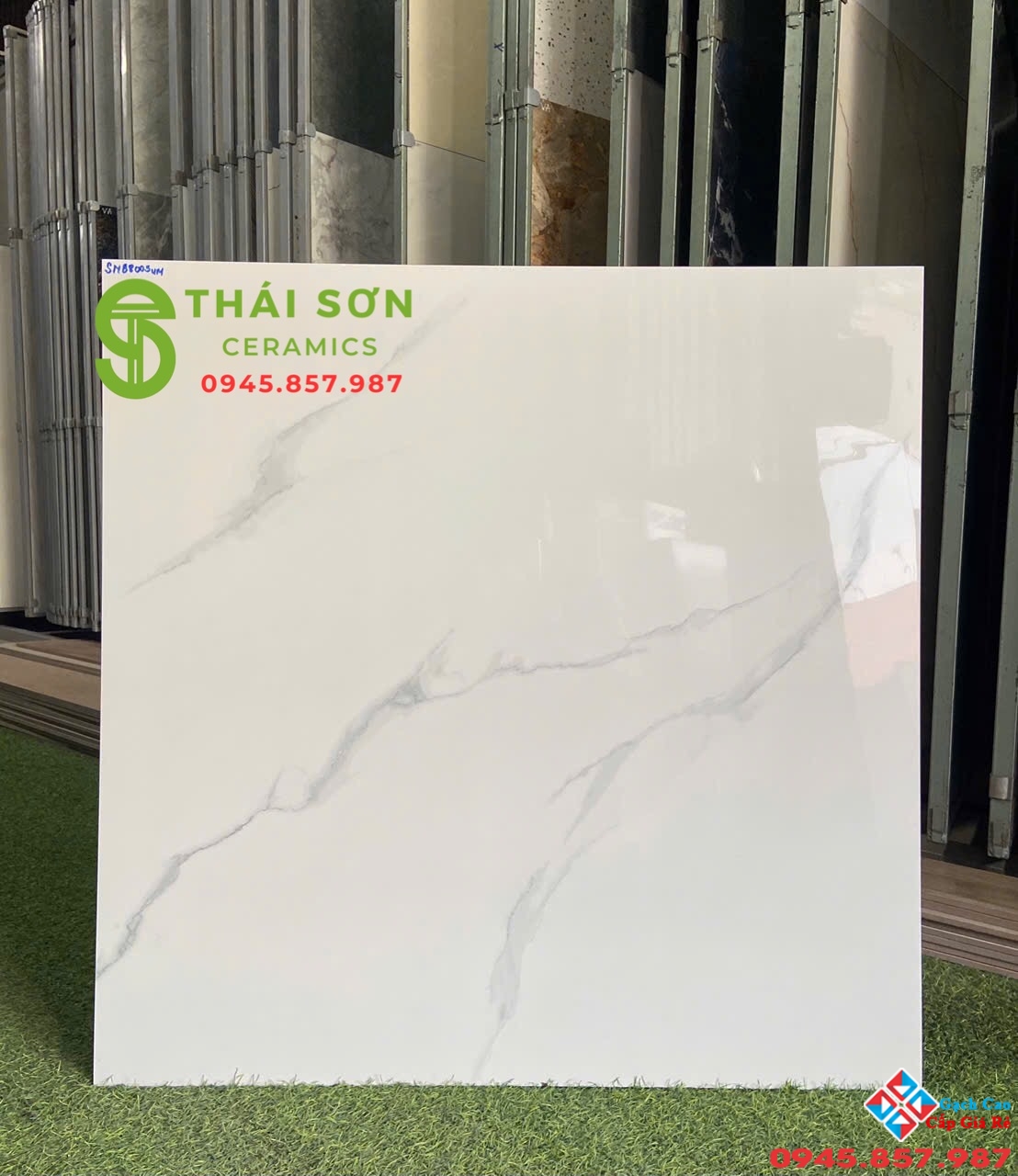 Gạch lát nền 80x80 vicenza bóng kiếng màu trắng vân mây