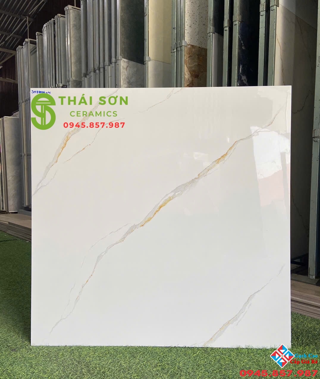Gạch lát nền 80x80 vicenza bóng kiếng màu trắng vân vàng đẹp