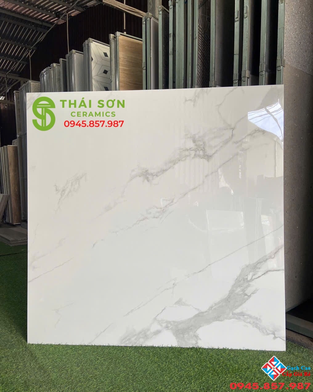 Gạch ốp lát ấn độ 120x120 bóng kiếng vân đá trắng