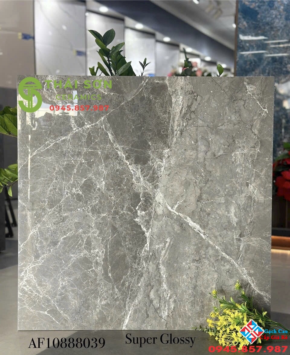Gạch lát nền apodio 80x80 màu xám vệt trắng bóng kiếng