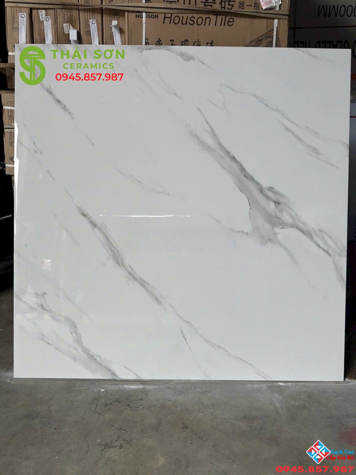 Gạch lát nền màu trắng vân mây 120x120 bóng kiếng cao cấp