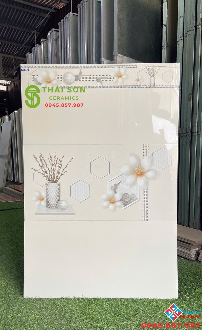 Gạch ốp tường cmc 30x60 bóng kiếng màu kem vàng giá rẻ