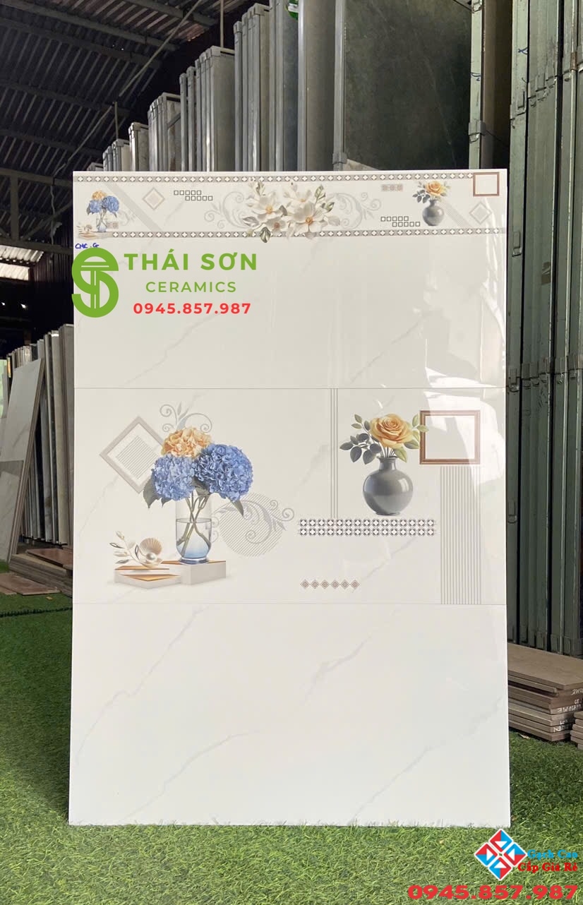 Gạch cmc 30x60 bóng kiếng ốp tường trắng vân mây giá rẻ
