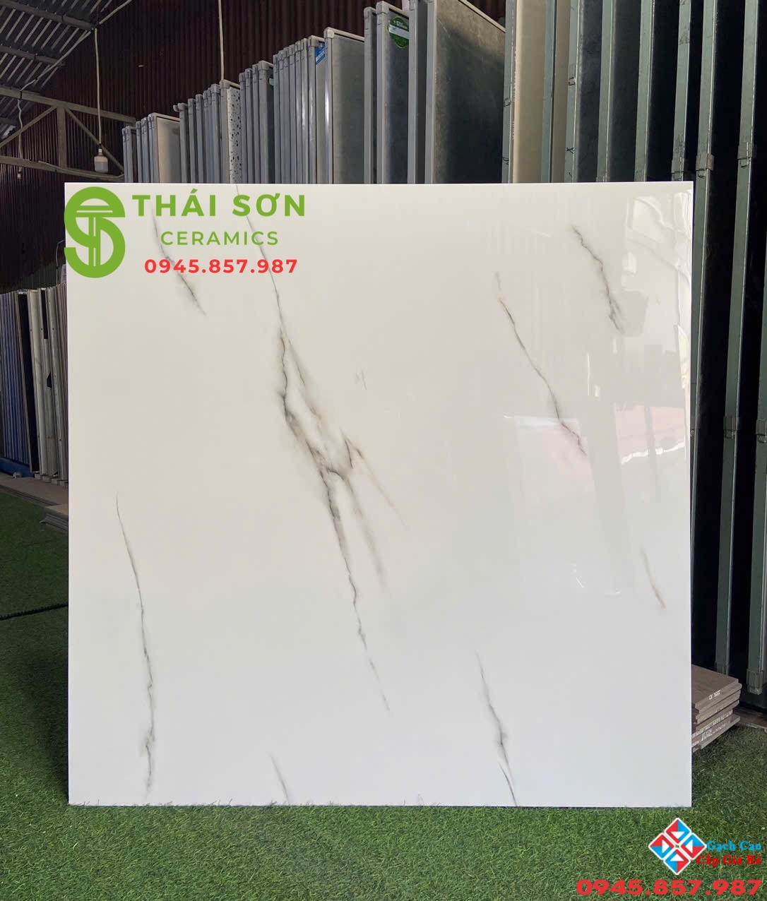 Gạch lát nền màu trắng vân mây ấn độ 120x120 bóng kiếng