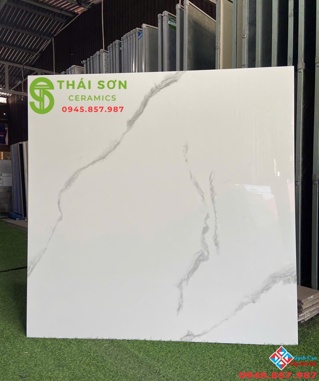 Gạch màu trắng vân 120x120 ấn độ ốp tường bóng kiếng