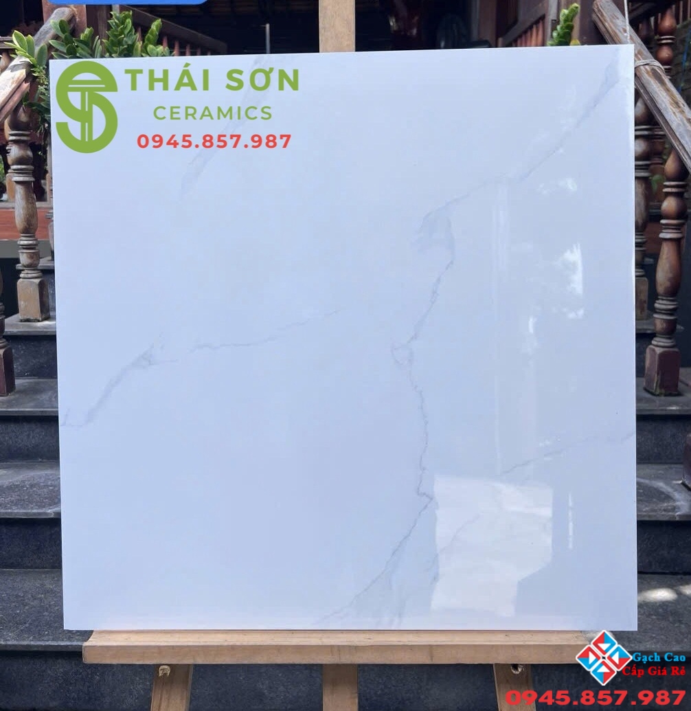 Gạch lát nền vicenza 80x80 bóng kiếng màu trắng vân mây