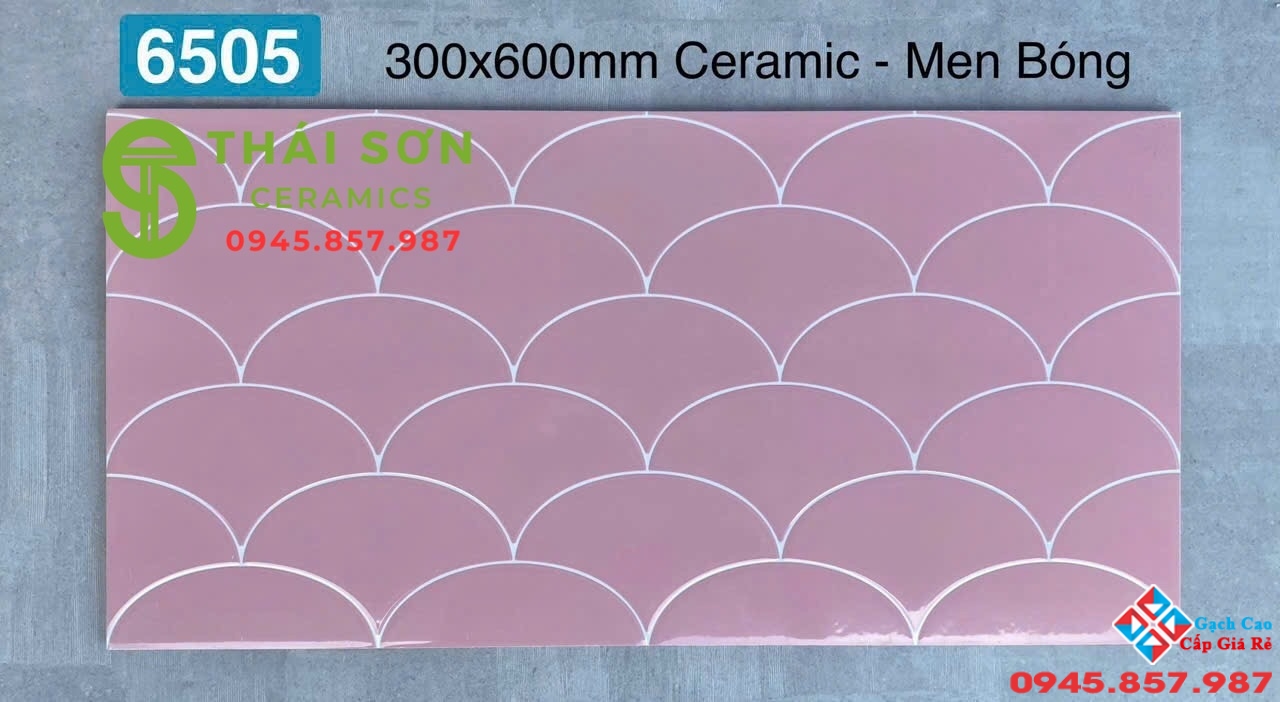 Gạch vảy cá màu hồng 30x60 ốp tường trang trí trung quốc