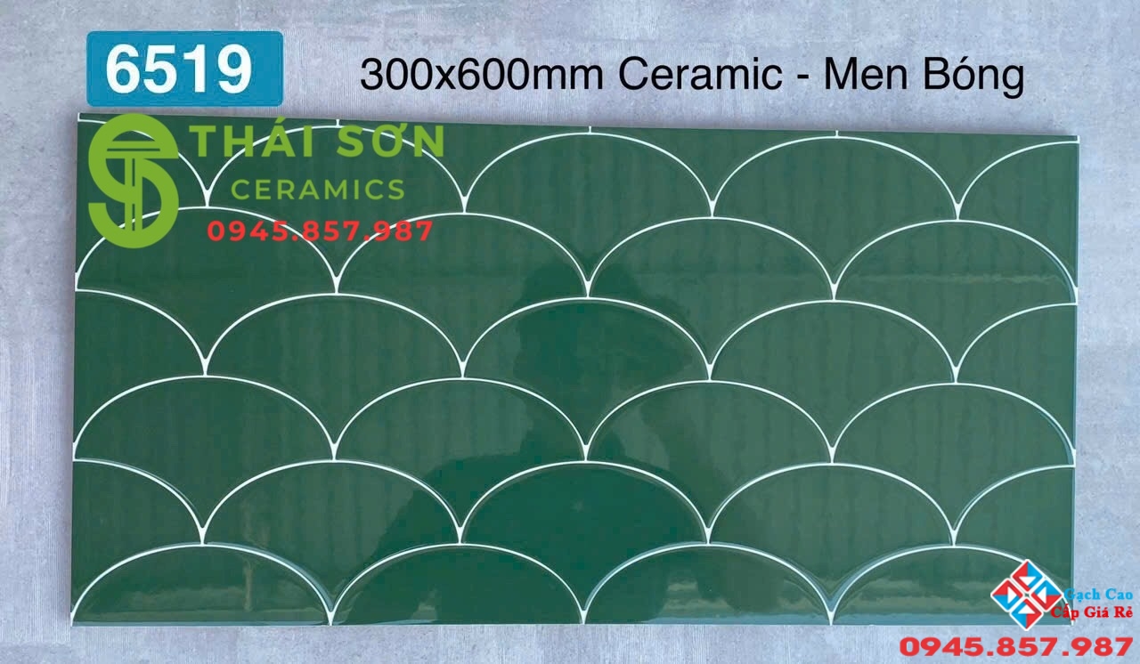 Gạch vảy cá màu xanh 30x60 ốp tường trang trí nhập khẩu